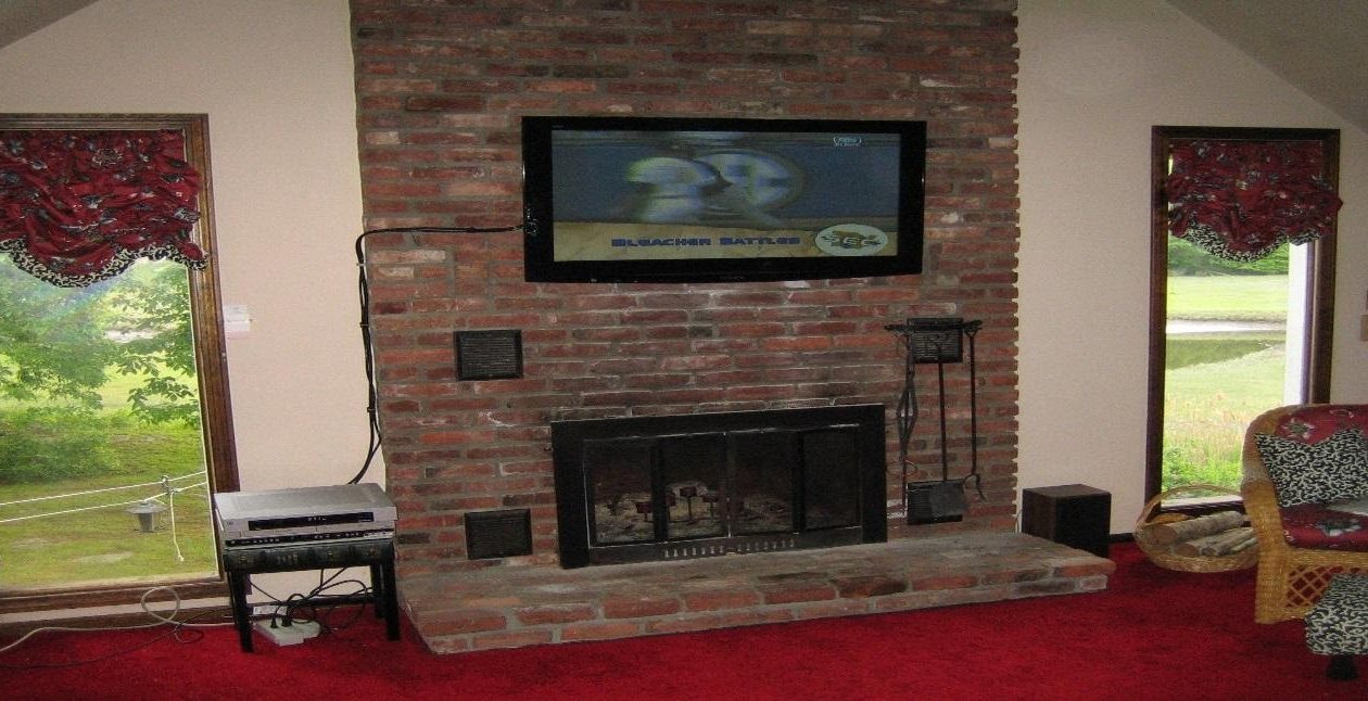 Tv Wall Mount Installation, Hanging Tv On Fireplace Brick